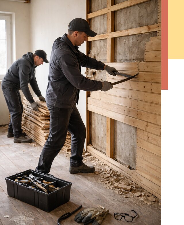 Демонтаж вагонки в отрадном от 4131 руб/м2 — быстро и недорого | ОТДЕЛОЧНИК-Трд