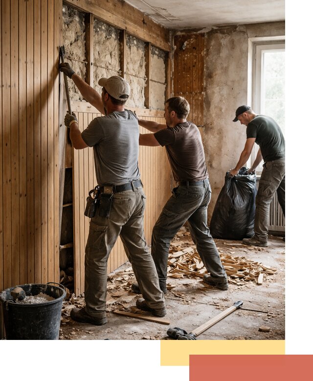 Демонтаж вагонки и вывоз материалов в отрадном