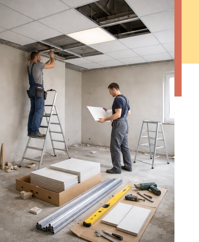 Монтаж потолка армстронг в отрадном от 4892 руб/м2 — быстрая установка под ключ | ОТДЕЛОЧНИК-Трд