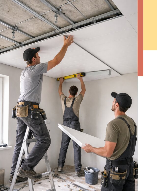 Монтаж потолка из ПВХ панелей в отрадном от 3805 руб./м2 — быстро и недорого | ОТДЕЛОЧНИК-Трд