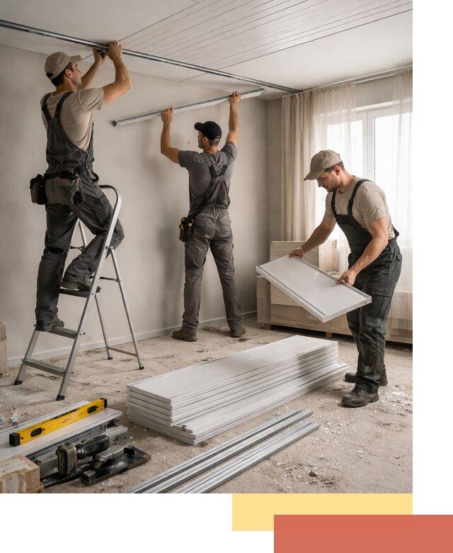 Монтаж потолка из ПВХ панелей в отрадном оперативно и качественно