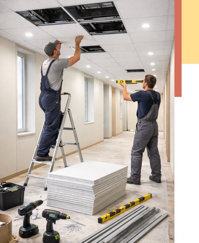 Ремонт потолка Армстронг в отрадном от 4892 руб. — быстро и недорого | ОТДЕЛОЧНИК-Трд