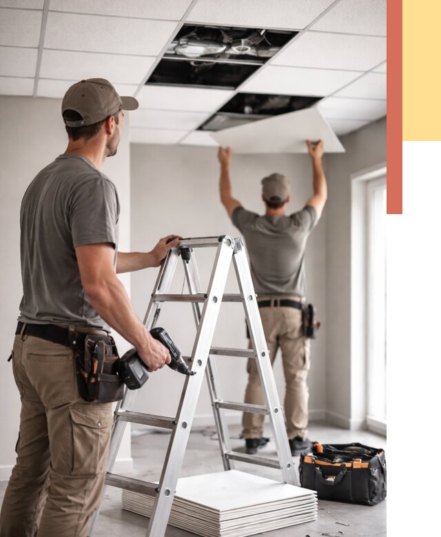 Обслуживание подвесного потолка в отрадном от 3805 руб. — быстро и недорого | ОТДЕЛОЧНИК-Трд