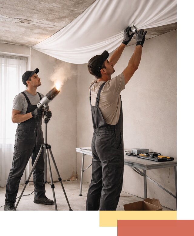 Установка натяжного потолка под ключ в отрадном