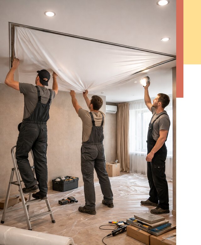 Монтаж ПВХ натяжного потолка в отрадном от 3805 руб. под ключ | ОТДЕЛОЧНИК-Трд