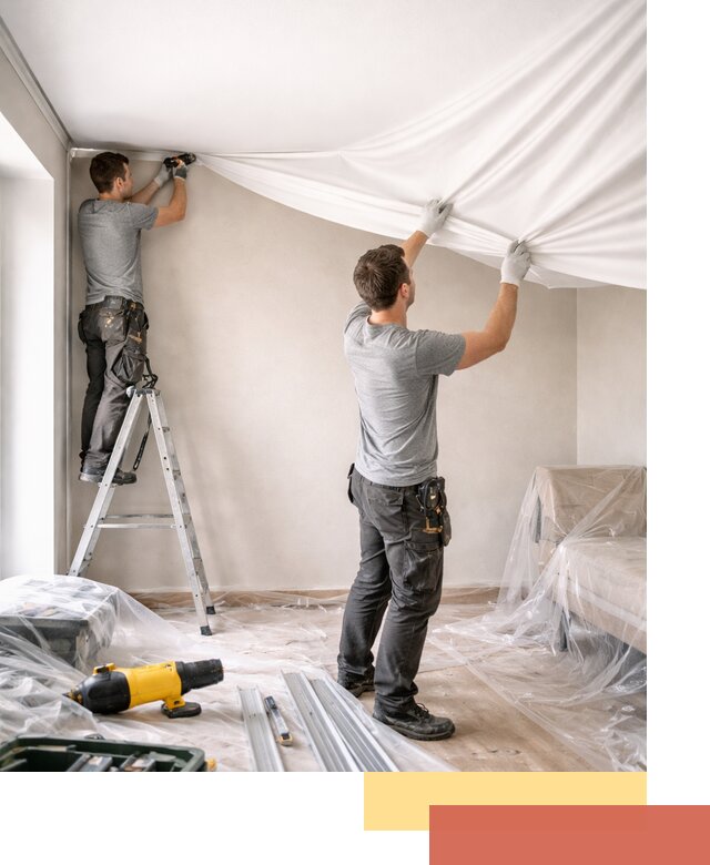 Монтаж тканевого натяжного потолка в отрадном недорого и быстро