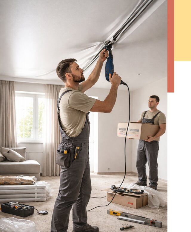 Монтаж сатинового натяжного потолка в отрадном от 3805 руб. | Быстро, недорого — ОТДЕЛОЧНИК-Трд