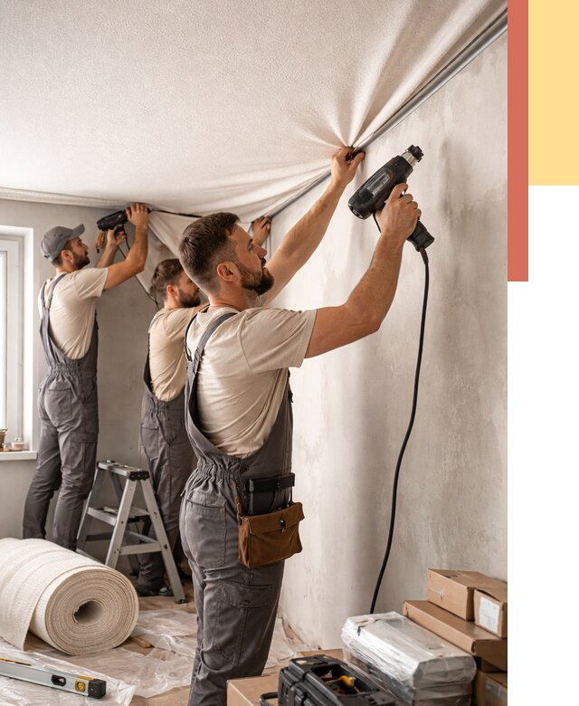 Монтаж фактурного натяжного потолка в отрадном от 815 руб. — ОТДЕЛОЧНИК-Трд