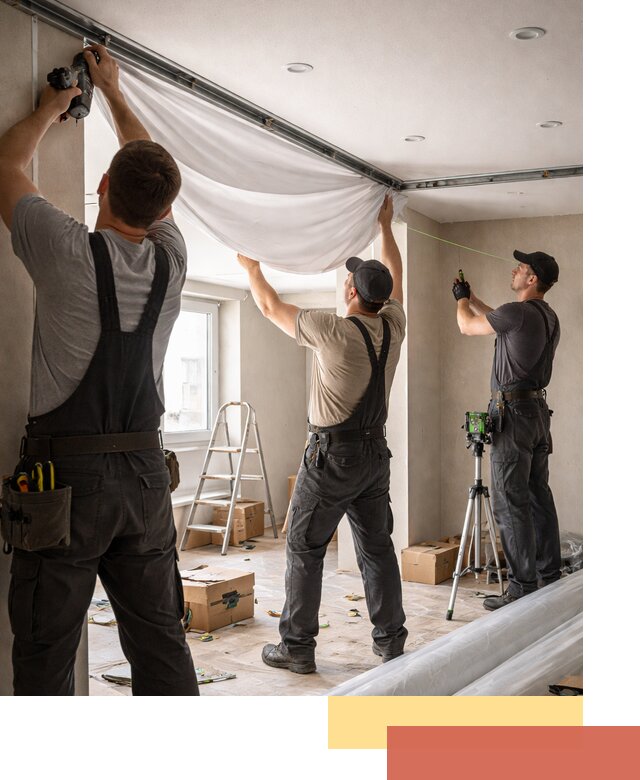 Монтаж парящего натяжного потолка под ключ в отрадном