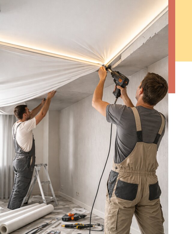 Монтаж натяжного потолка с подсветкой в отрадном от 1033 руб. | ОТДЕЛОЧНИК-Трд