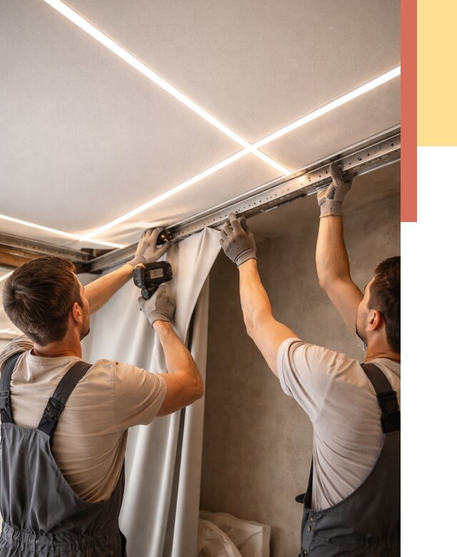 Монтаж натяжного потолка со световыми линиями в отрадном от 1304 руб. | ОТДЕЛОЧНИК-Трд