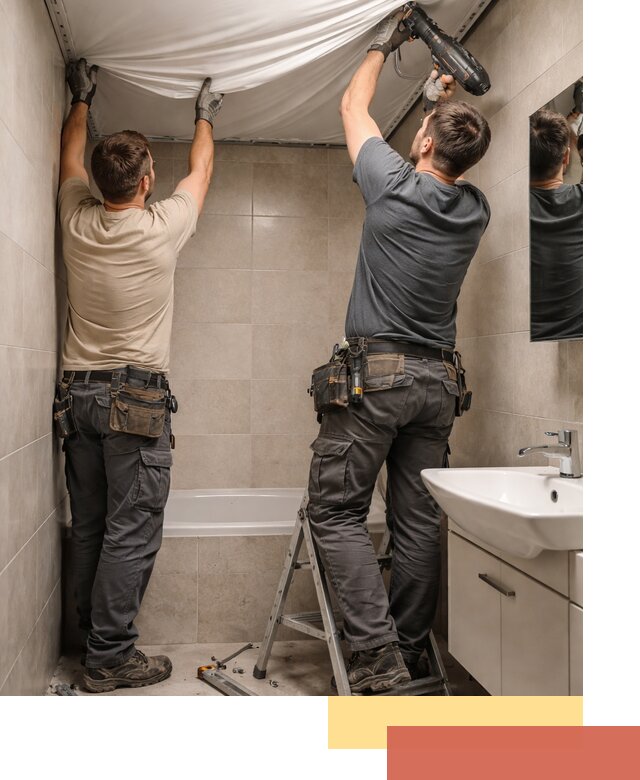 Монтаж натяжного потолка в ванной в отрадном быстро и качественно