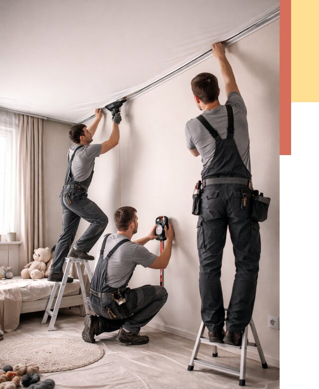 Монтаж натяжного потолка в детской в отрадном от 3805 руб. — быстро и недорого | ОТДЕЛОЧНИК-Трд