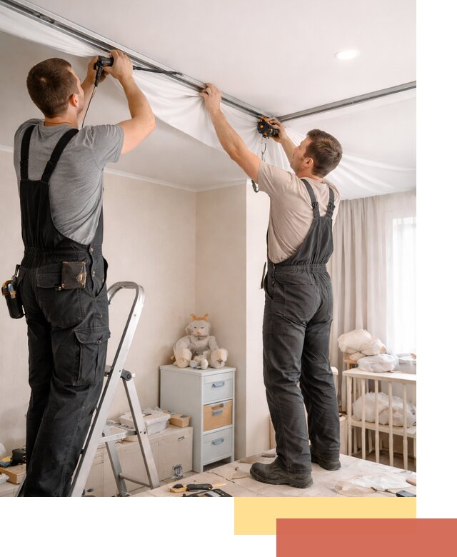 Монтаж натяжного потолка в детской комнате в отрадном