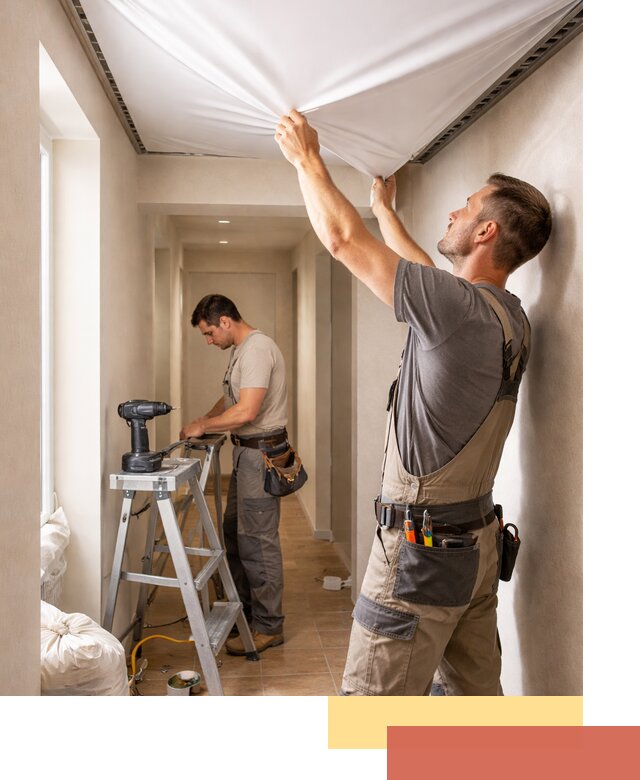 Монтаж натяжного потолка в прихожей в отрадном