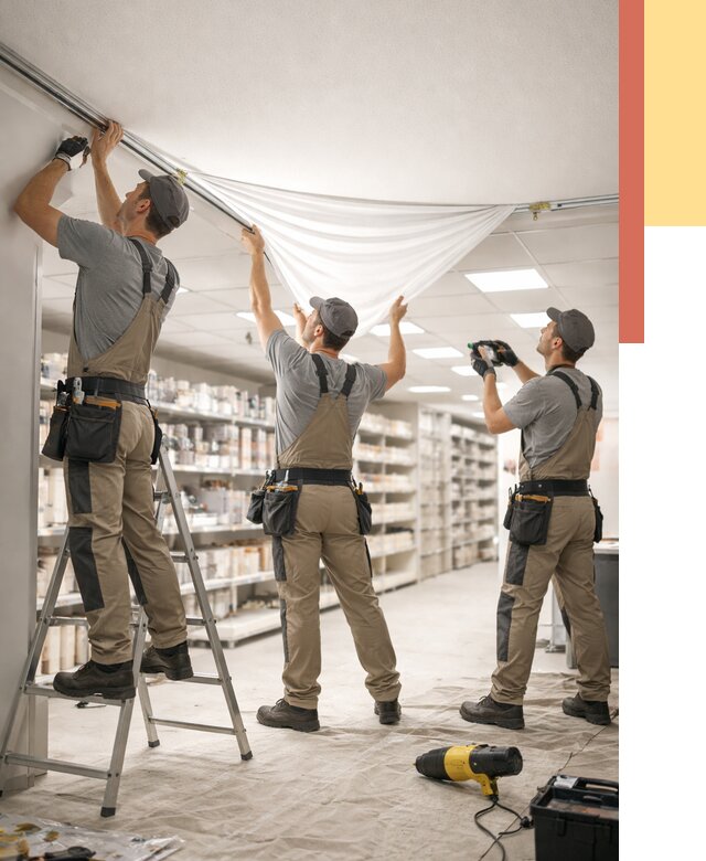 Монтаж натяжного потолка в магазине в отрадном от 4892 руб. быстро и недорого | ОТДЕЛОЧНИК-Трд