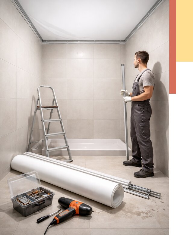 Монтаж натяжного потолка в санузле в отрадном от 2011 руб. — ОТДЕЛОЧНИК-Трд