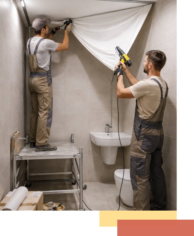 Монтаж натяжного потолка в санузле в отрадном