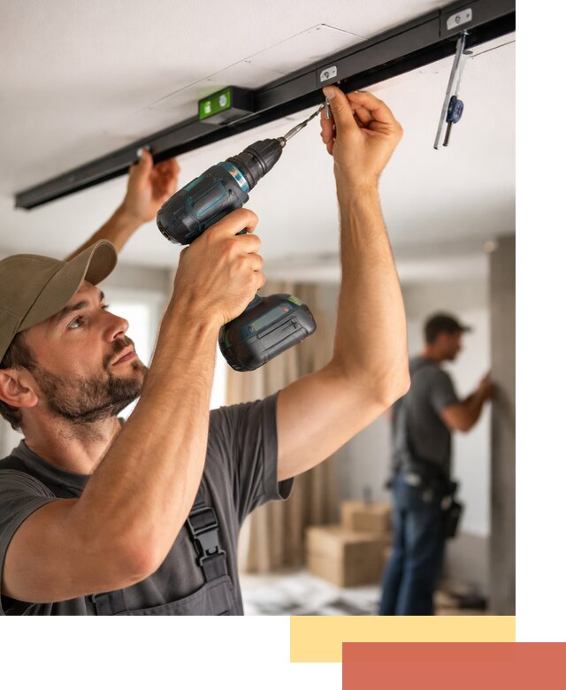 Установка трековых светильников в натяжной потолок в отрадном