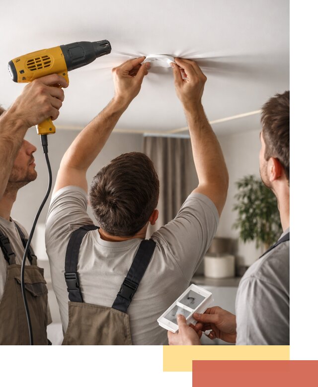 Ремонт прокола полотна натяжного потолка в отрадном