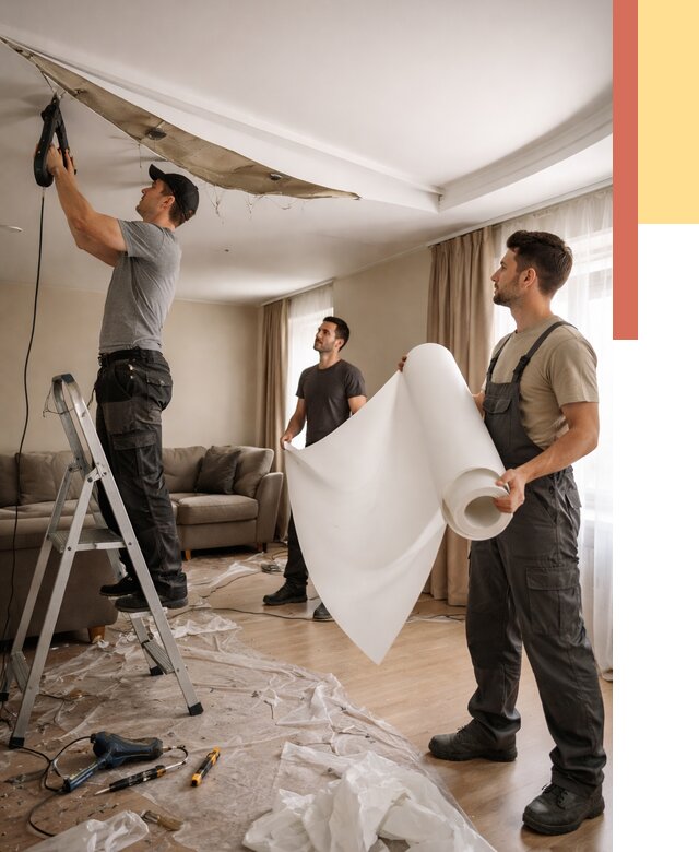 Замена полотна натяжного потолка в отрадном от 10327 руб. быстро и недорого | ОТДЕЛОЧНИК-Трд