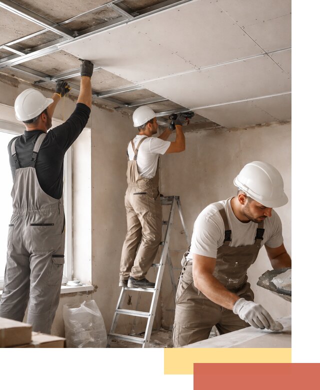 Одноуровневый потолок из гипсокартона в отрадном — монтаж и отделка