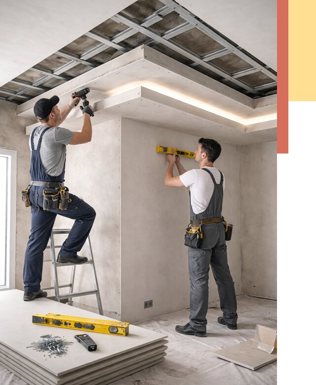 Двухуровневый потолок из гипсокартона в отрадном от 1576 руб. под ключ | ОТДЕЛОЧНИК-Трд