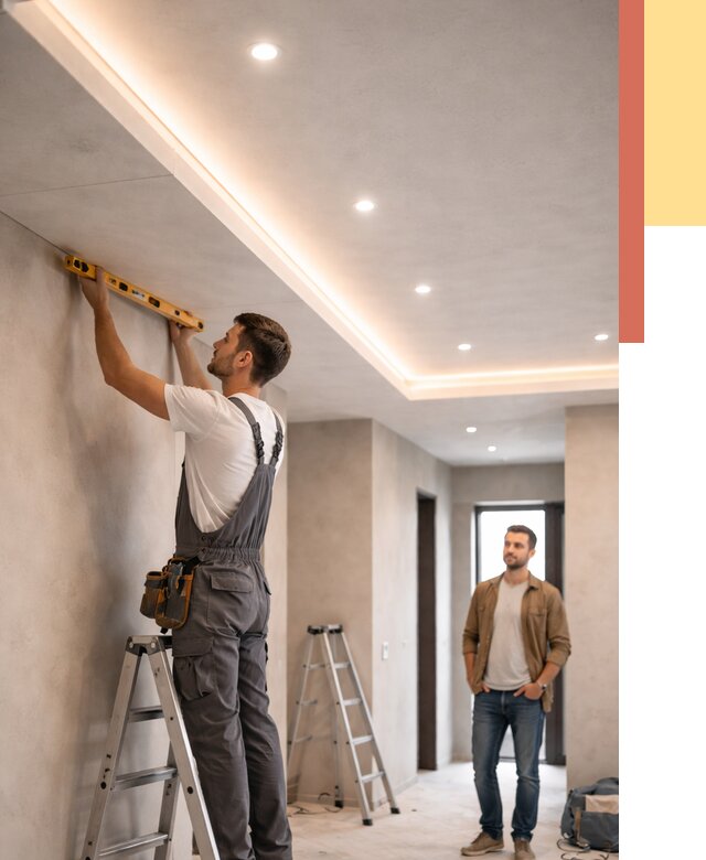 Потолок из гипсокартона с подсветкой в отрадном от 815 руб./м2 под ключ | ОТДЕЛОЧНИК-Трд