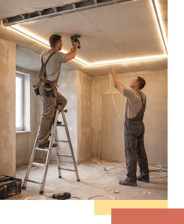 Потолок из гипсокартона с подсветкой в отрадном