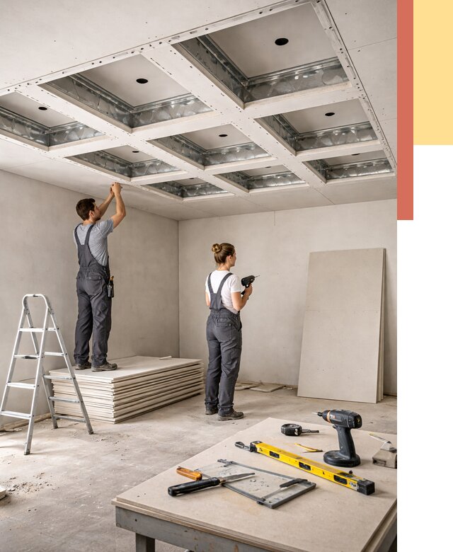 Кессонный потолок из гипсокартона в отрадном от 2011 руб. — монтаж и под ключ | ОТДЕЛОЧНИК-Трд