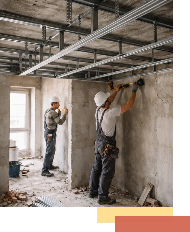 Монтаж каркаса потолка из профильного профиля в отрадном