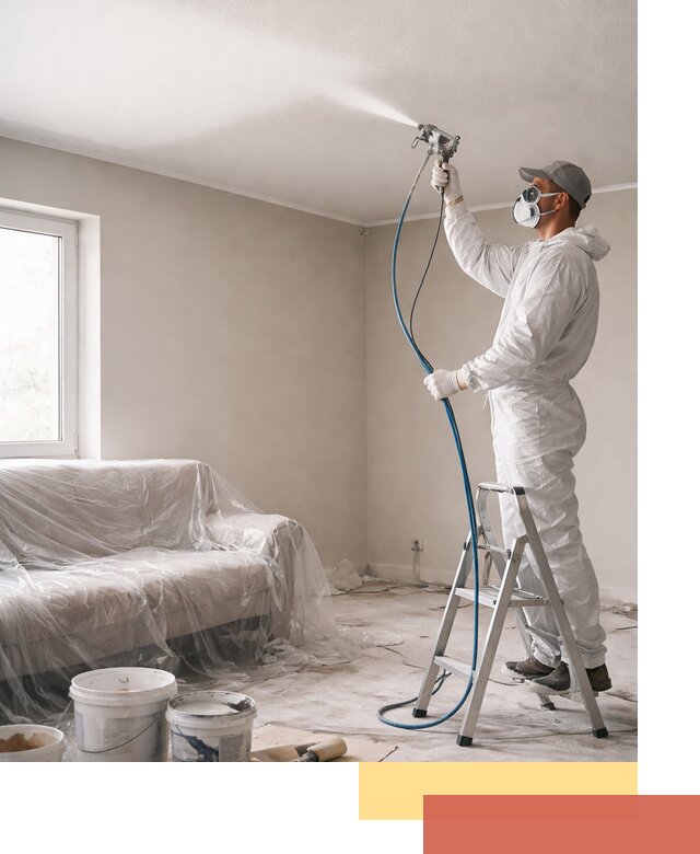 Покраска потолка краскопультом в отрадном быстро и качественно